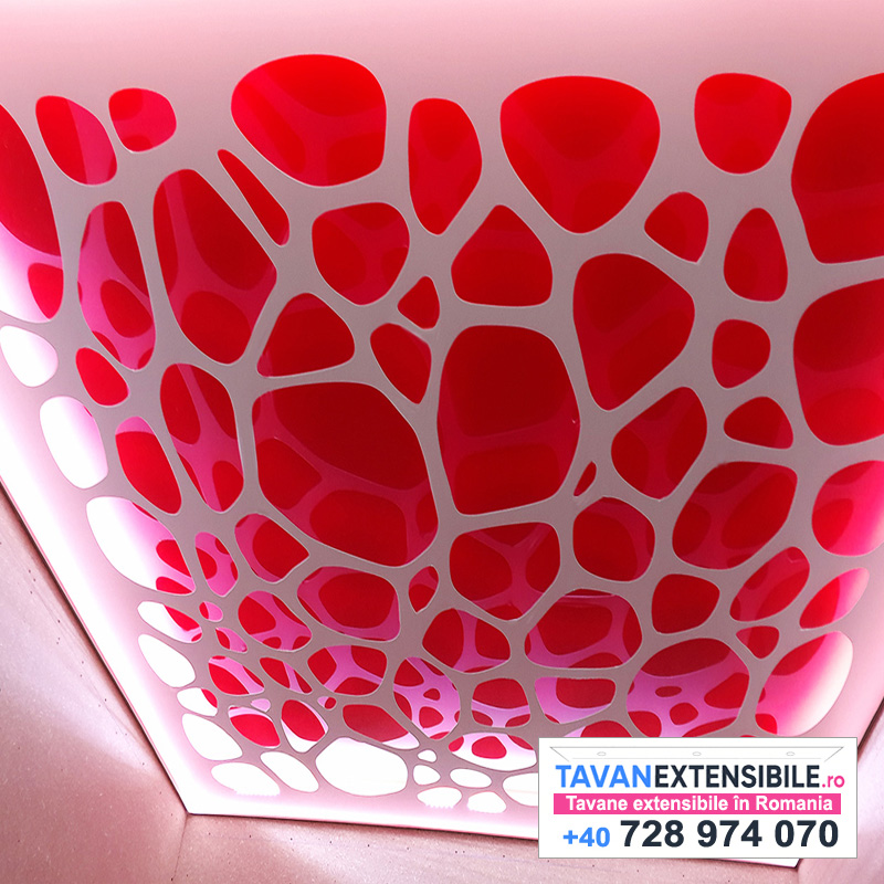 Tavan extensibil cu perforație 3D în living — Curtea de Argeș