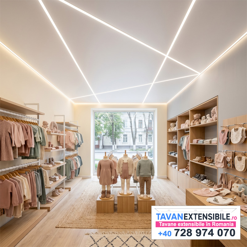 Tavan extensibil cu iluminare LED în butic — Pitești