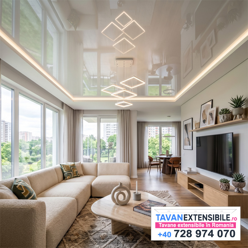 Tavan extensibil lucios în living — București
