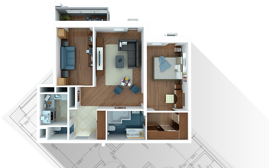Plan apartament — tavane extensibile